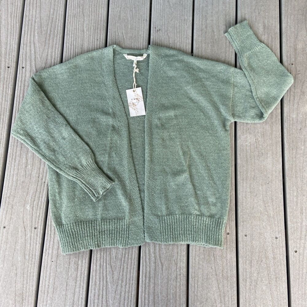 True Self Sage Green Open Front Cardigan Sweater Knit Women’s Size Medium New